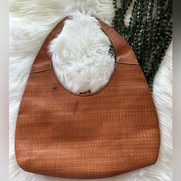 PAOLO MASI Made in ITALY Genuine TAN-BROWN WOVEN LEATHER Shoulder Handbag Hobo - Picture 4 of 8